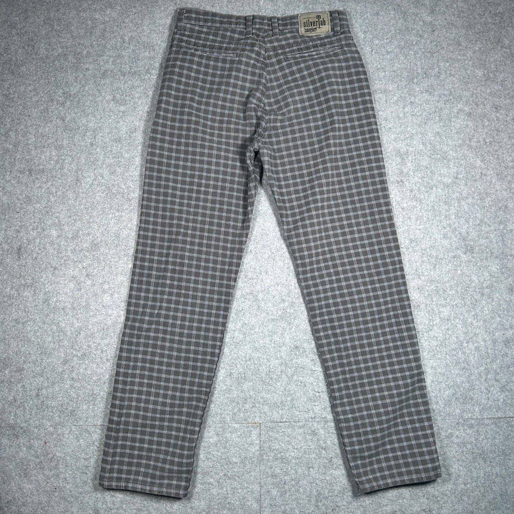 vintage Levi's SilverTab Denim jean Men 32x30(32x30) Gray grid Plaid Relaxed 90s - Picture 13 of 16
